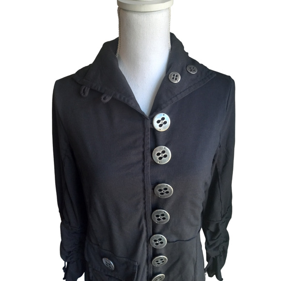 Neon Buddha Black Coat/Dress with Button Detail - Picture 6 of 12